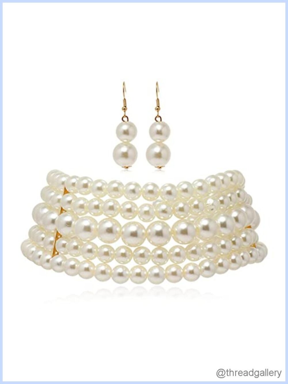 Imitation Pearl Choker and Drop Dangle Earring Set